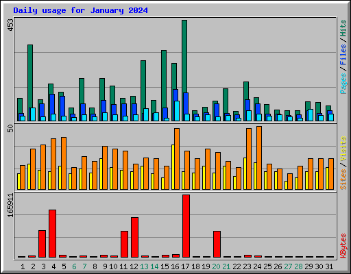 Daily usage for January 2024